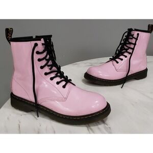 Dr Doc Martens 1460 Powder Pink‎ Leather Lace Up Delaney Boots Womens 6M Shoe